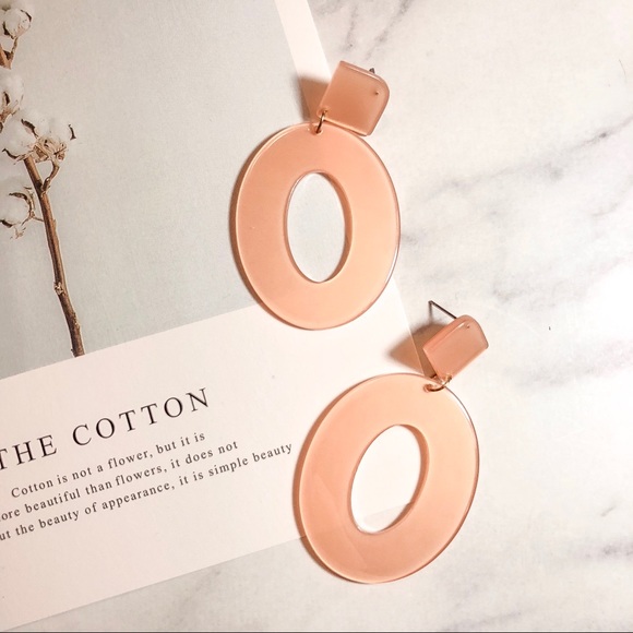 Free People Style Pink Oval Drop Earrings - Picture 3 of 4